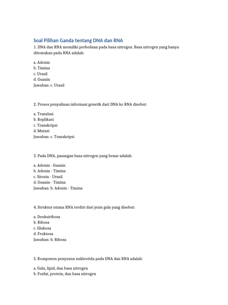 Soal Dna Dan Rna | PDF