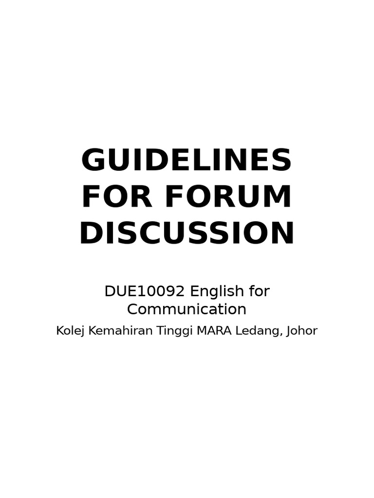 Forum Discussion Guidelines for Students | PDF