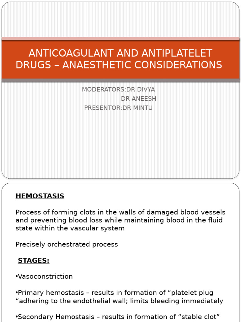Anticoagulant and Antiplatelet | PDF | Coagulation | Platelet