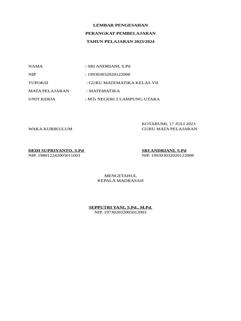 Lembar Pengesahan) | PDF