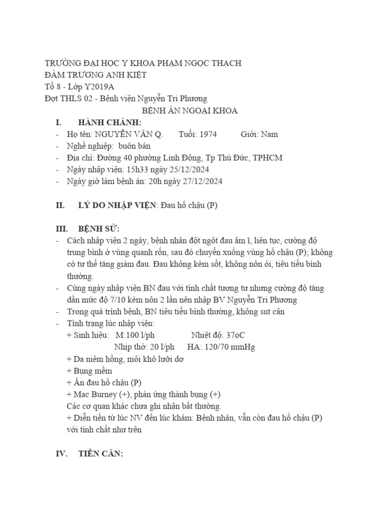 Bệnh Án VRT | PDF