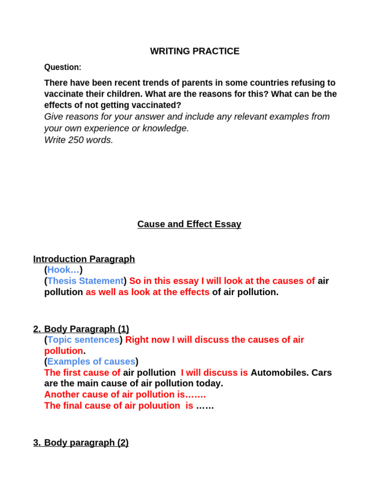 Cause and Effect Essay - Template | PDF