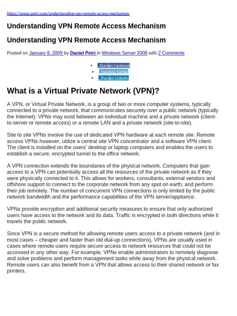 VPN Remote Access Explained | PDF | Virtual Private Network | Computer ...