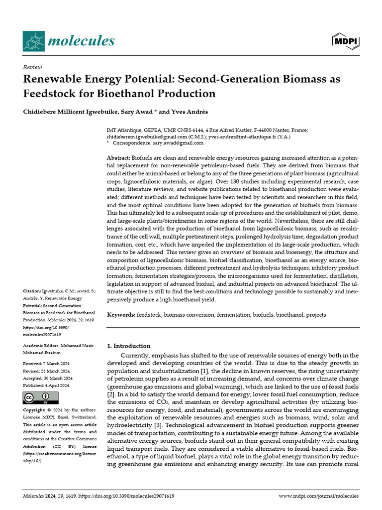 Renewable Energy Potential Second-Generation Bioma | PDF | Biofuel ...
