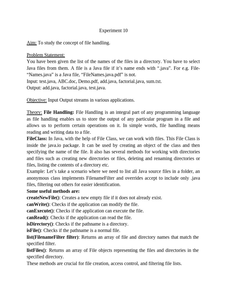 Java File Handling Experiment | PDF