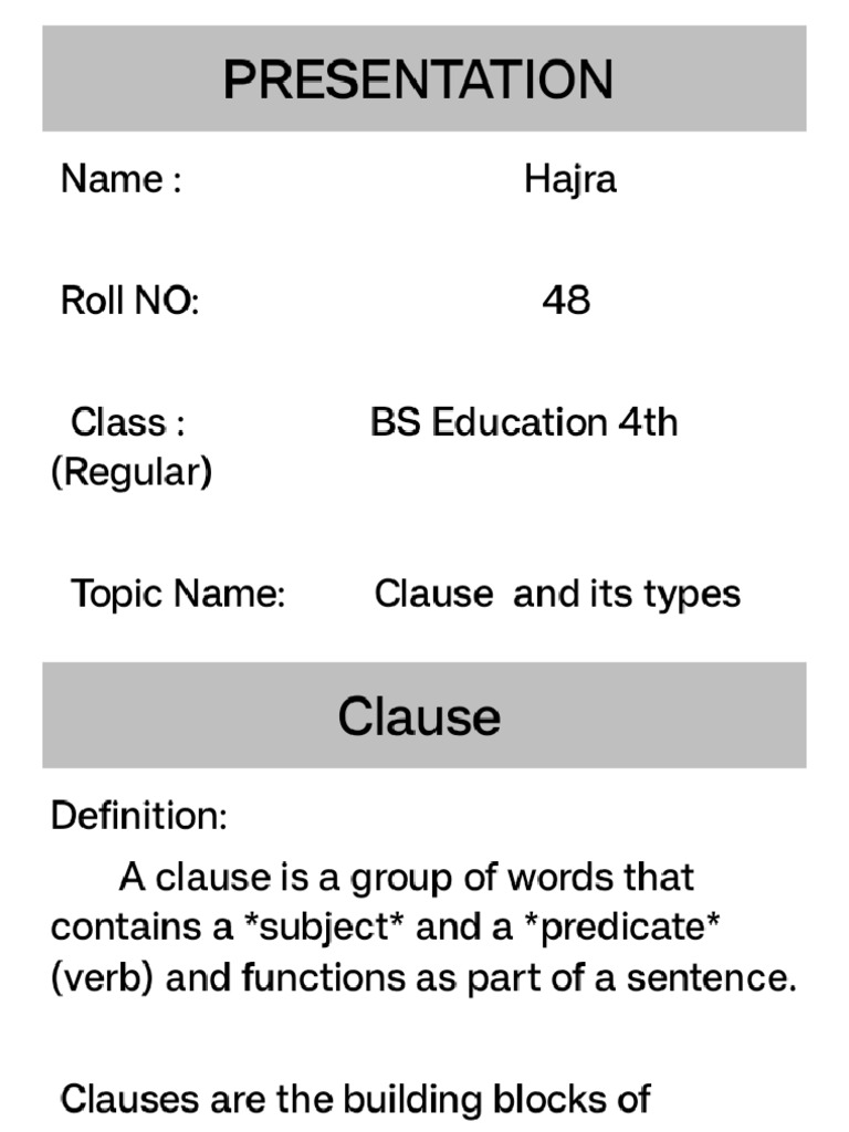 Clause and Its Types | PDF