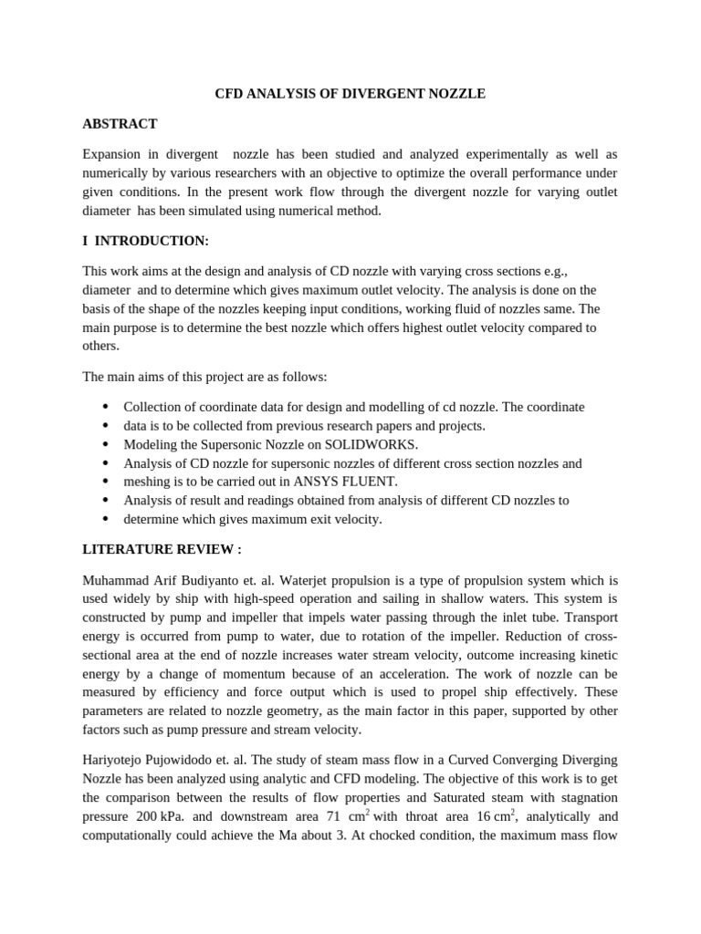 26.CFD Analysis of Divergent Nozzle | PDF | Fluid Dynamics | Nozzle