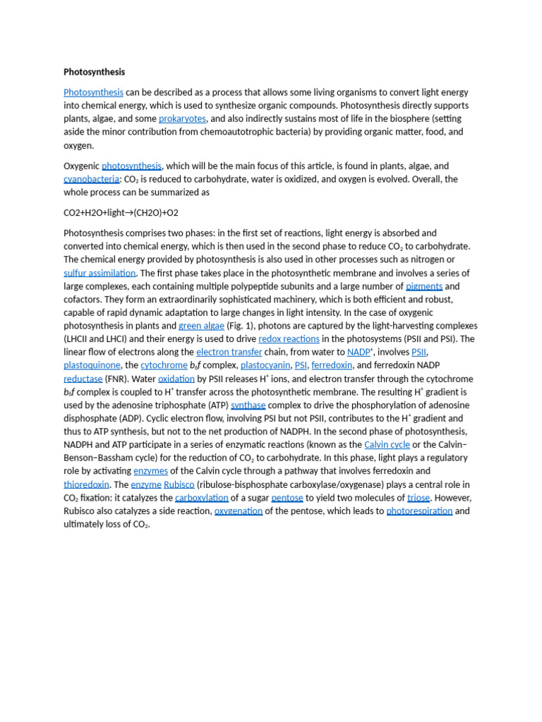 Photosynthesis Kene | PDF | Photosynthesis | Nicotinamide Adenine ...