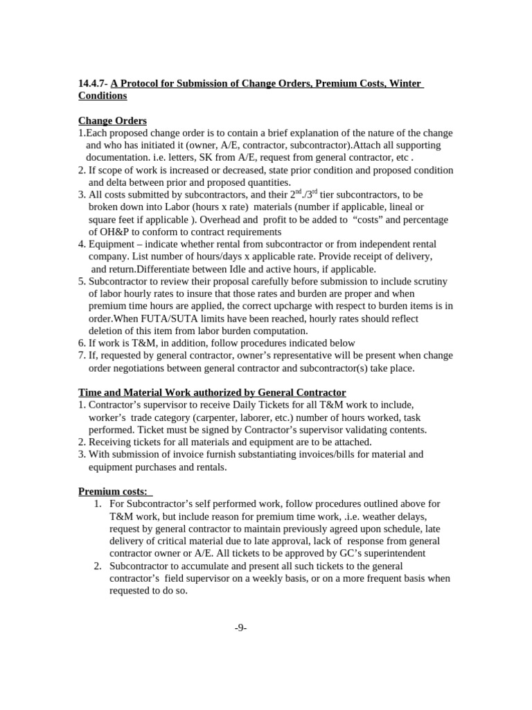 Change Order Submission Protocol Guide | PDF | General Contractor ...