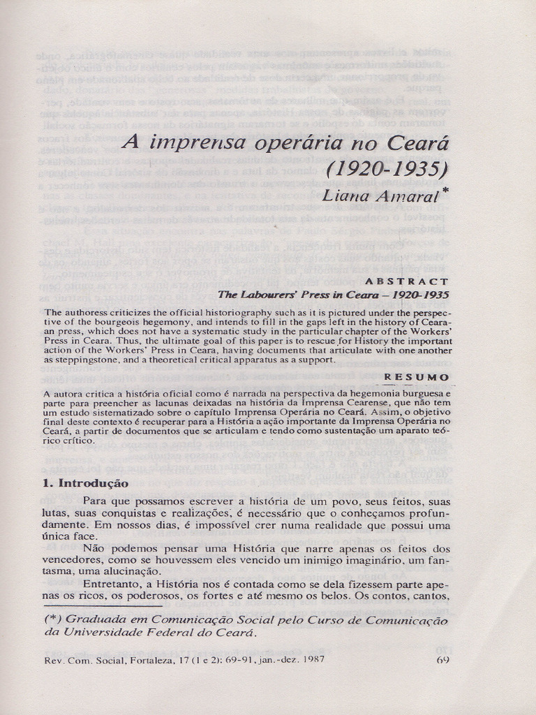 Imprensa Operária No Ceará | PDF | Anarquismo | Sociologia
