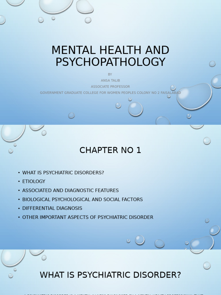 Mental Health and Psychopathology Lecture 1 | PDF | Mental Disorder ...