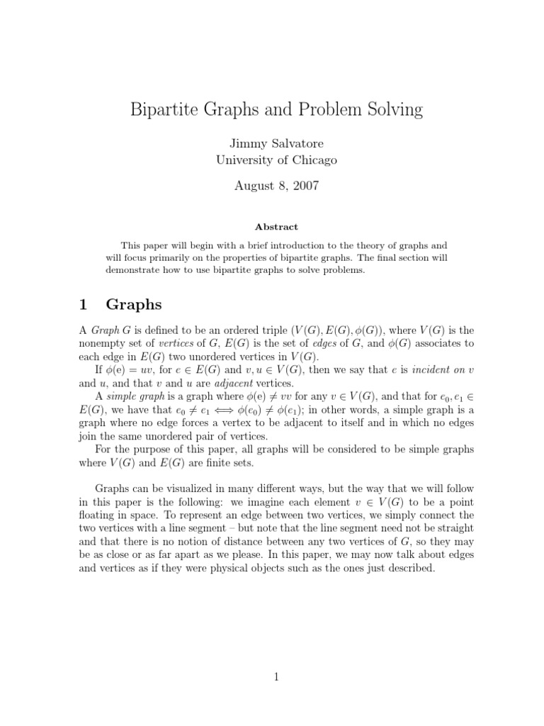 Bipartite Graphs and Problem Solving | PDF