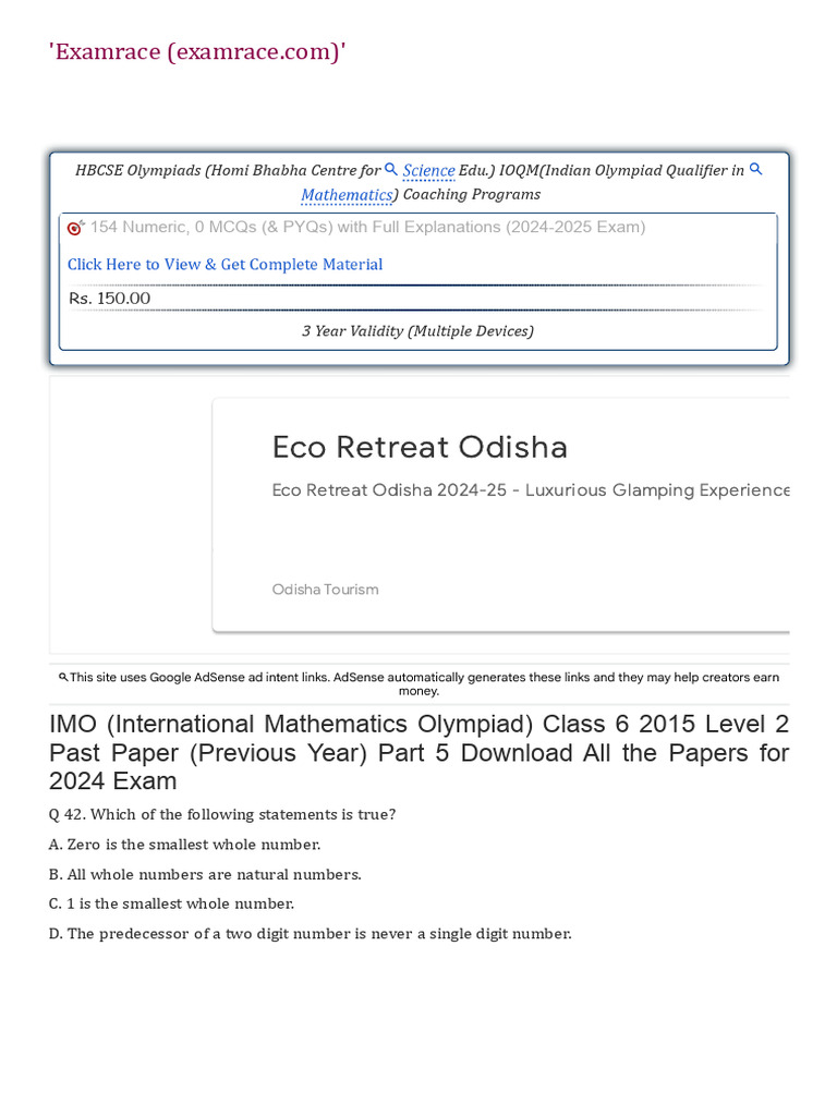 Ioqm Coaching Programs Past Papers Pdf Mathematical Concepts