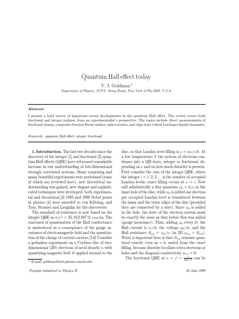Quantum Hall Effect Insights | PDF | Condensed Matter | Electron