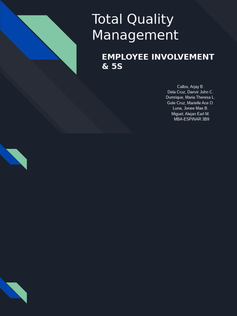 Total Quality Management: Employee Involvement & 5S | PDF