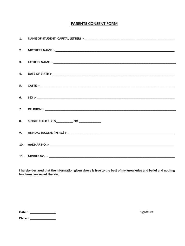 Parent Consent Form Template | PDF