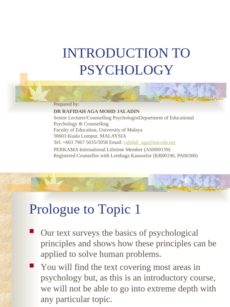 Introduction to Psychology Overview | PDF | Psychology | Psychological ...