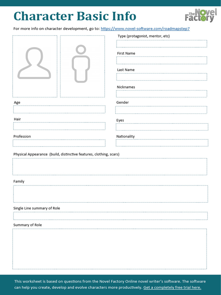 Character Basic Profile Worksheet A Free Downloadable Printable Pdf