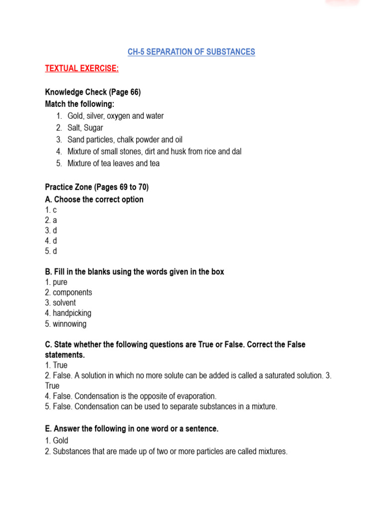 Ch-5 Notes Grade-6 | PDF | Filtration | Mixture