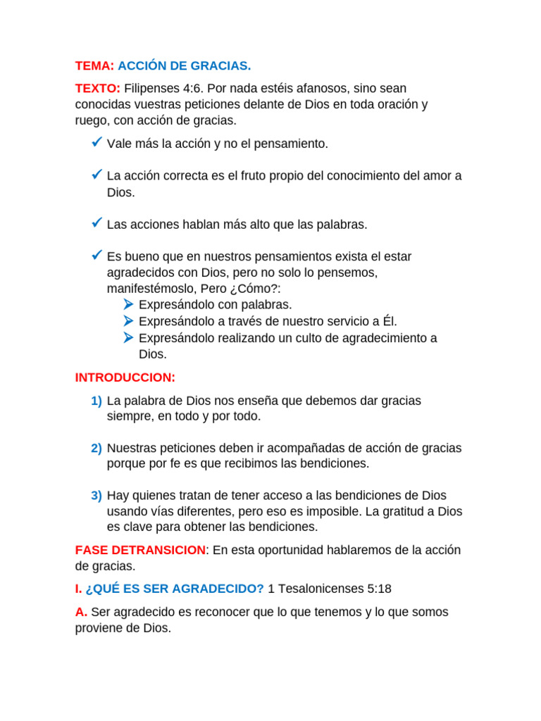 Importancia de la Acción de Gracias | PDF | Dios | Teología