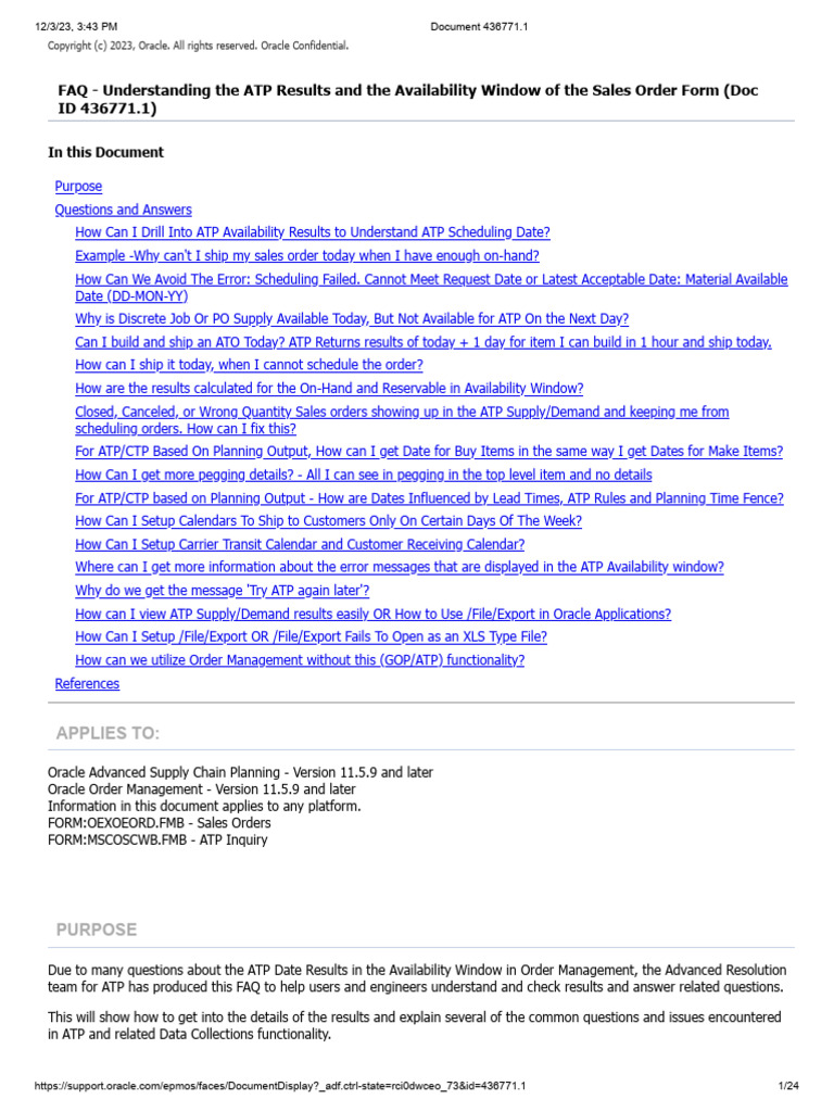 FAQ - Understanding The ATP Results and The Availability Window of The ...