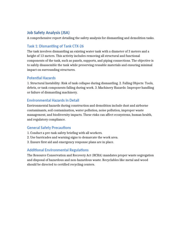 Job Safety Analysis Detailed Pdf