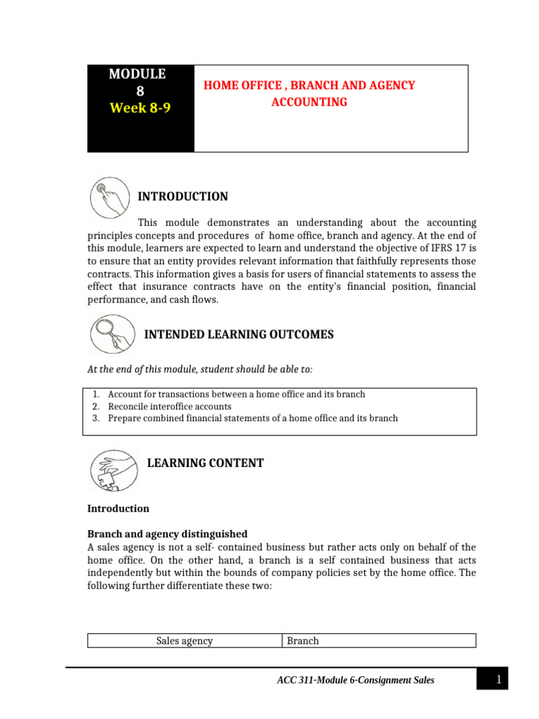 Module 8 Home Office and Branch Accounting | PDF | Debits And Credits ...