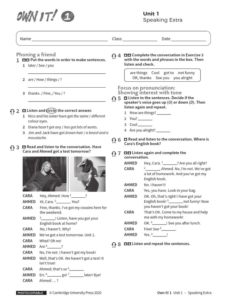 Speaking_Extra_Unit1_without_answers | PDF | Linguistics | Human ...