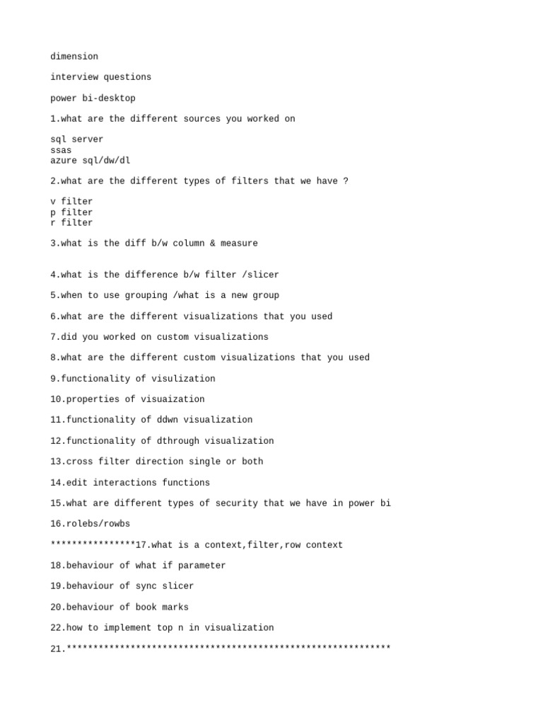 Power BI Interview Questions Guide | PDF | Sql | Microsoft Sql Server