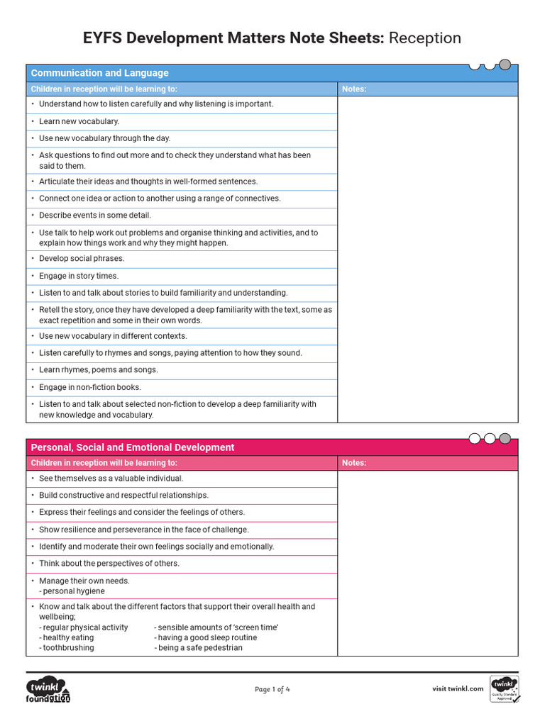 Reception Learning Objectives Overview | PDF | Vocabulary ...