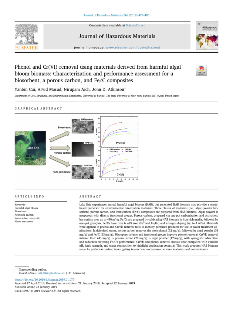 Phenol and CR (VI) Removal Using Materials Derived From Harmful Algal ...