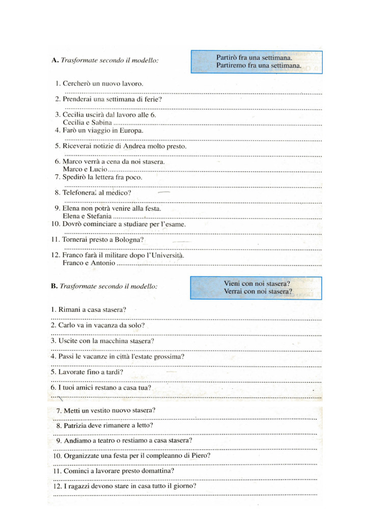 Esercizi Di Grammatica 2 | PDF