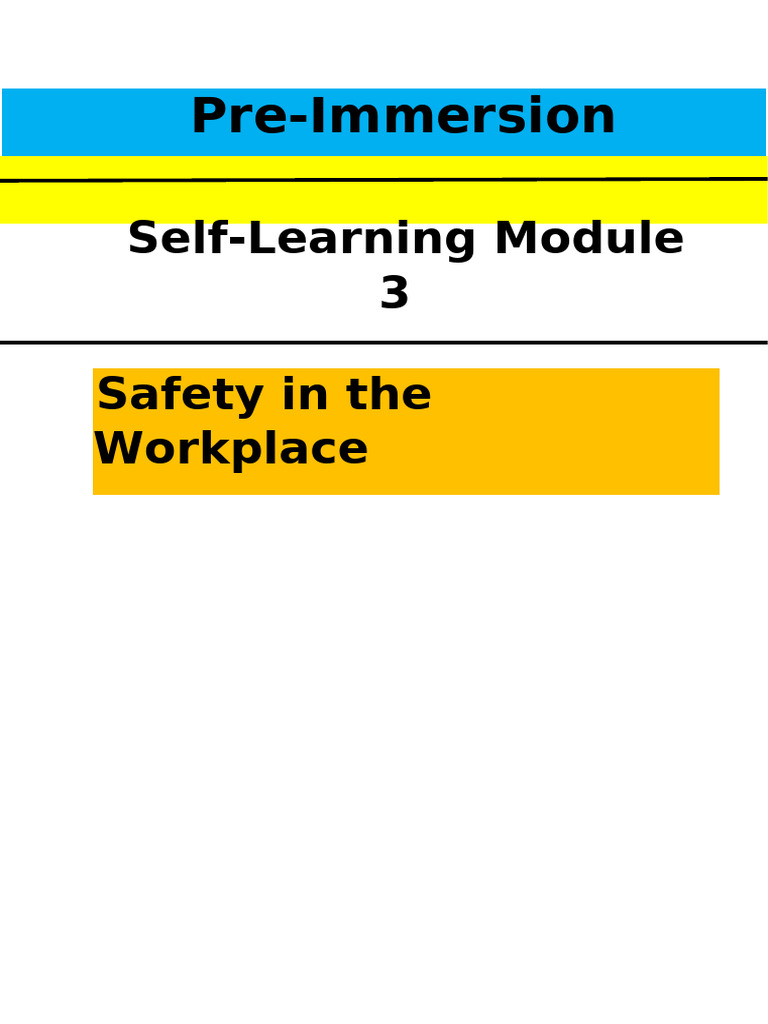 Workplace Safety Self-Learning Module | PDF | Personal Protective ...