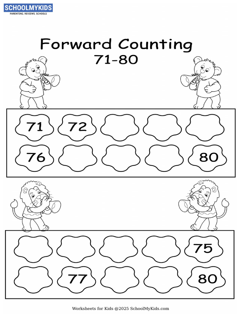 UKG Forward Counting Worksheets | PDF