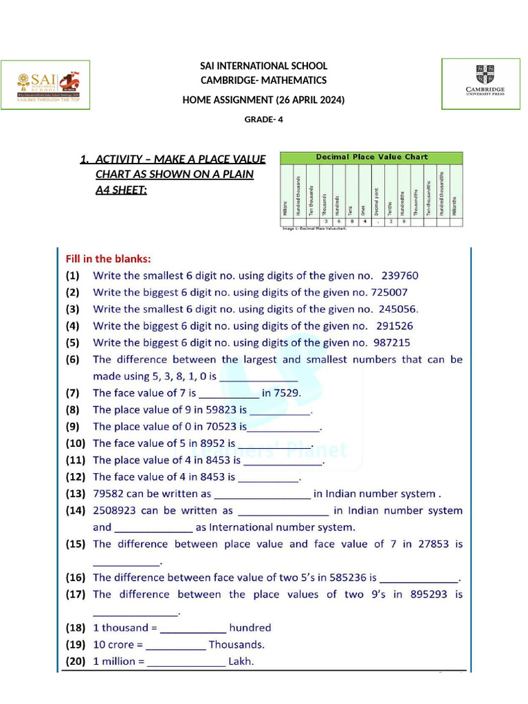 26 April Class 4 Ws | PDF