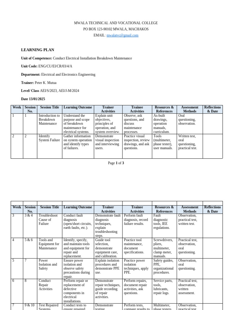 Electrical Installation Maintenance Course | PDF