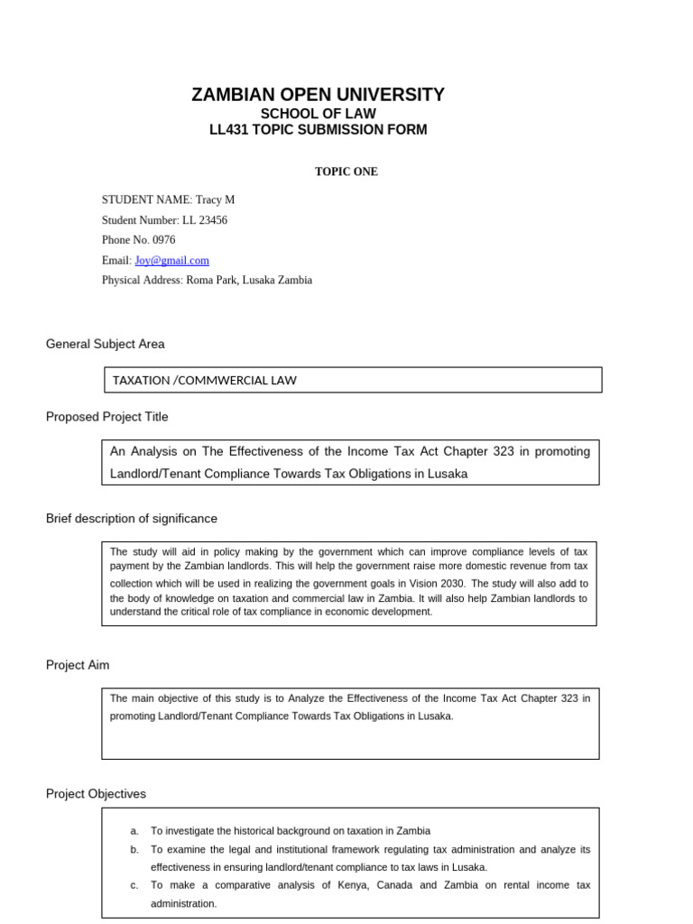 Income Tax Act Compliance in Lusaka | PDF | Taxes | Landlord