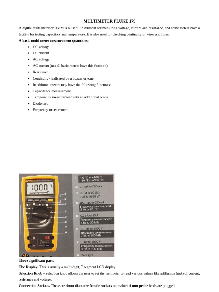 Multimeter Testing and Safety Guide | PDF | Electrical Components ...
