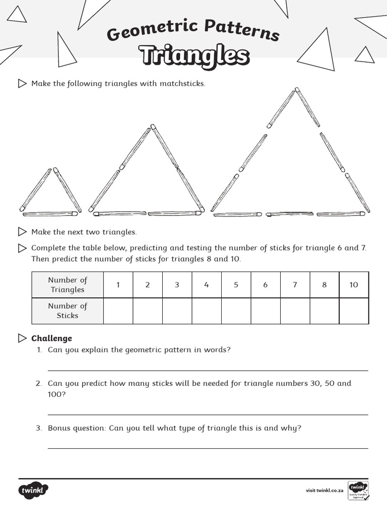 Matchstick Triangle Patterns for Grade 5 | PDF