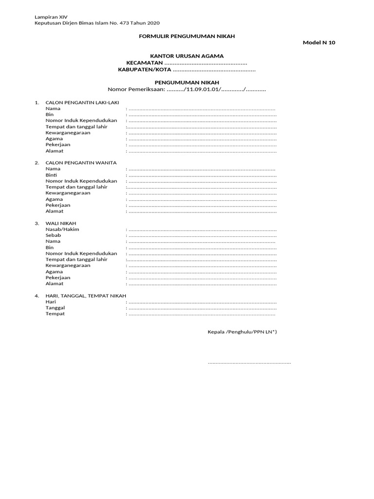 Model n9 (Pengumuman Nikah) | PDF