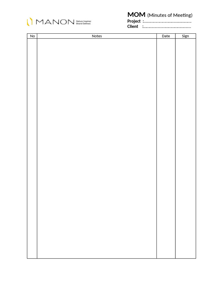 (Minutes of Meeting) : No Notes Date Sign | PDF