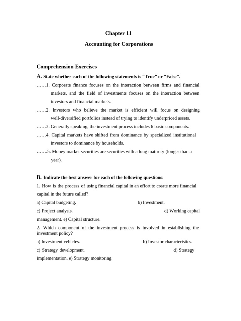 Final Task Chapter 11 - Chapter 12 | PDF | Stocks | Financial Statement