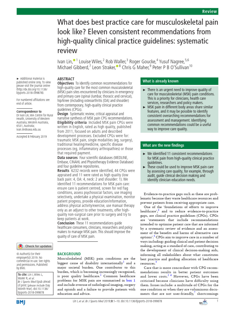 Lin+Et+Al+2019+What+Does+Best+Practice+Care+for+Musculoskeletal+Pain ...