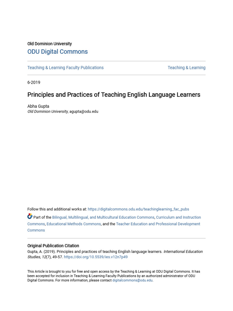 Teaching Strategies for English Learners | PDF | English As A Second Or ...