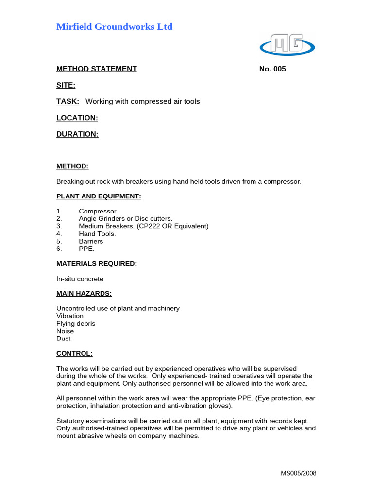 005 - Working With Compressed Air Tools | PDF | Personal Protective ...