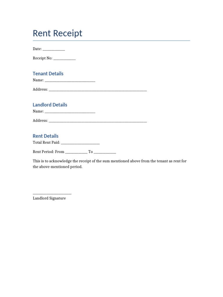 Rent Receipt for Tenants | PDF