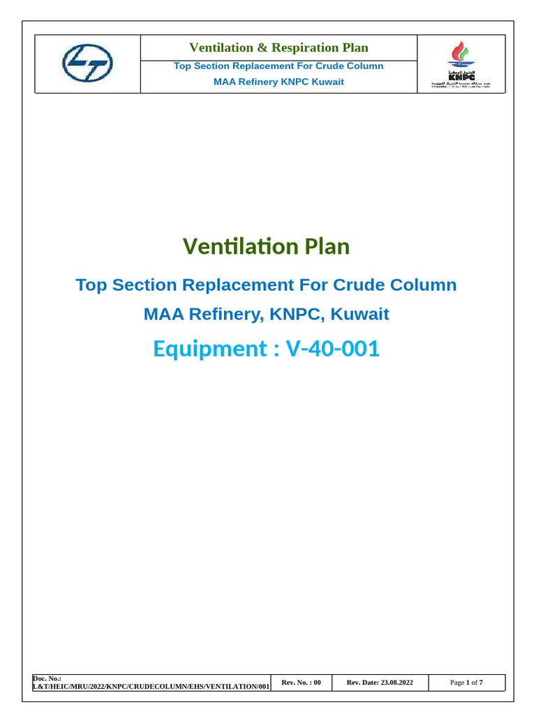 Ventilation Plan for Crude Column Replacement | PDF | Ventilation ...