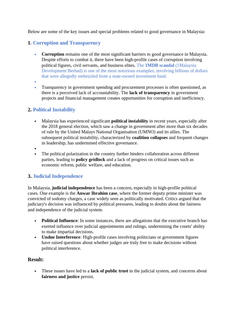 Below Are Some of The Key Issues and Special Problems Related To Good ...