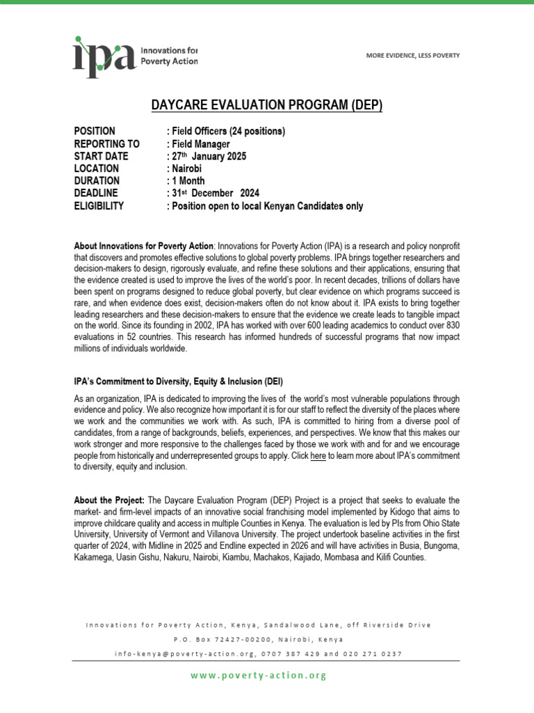 Field Officer Positions for DEP Project | PDF | Business