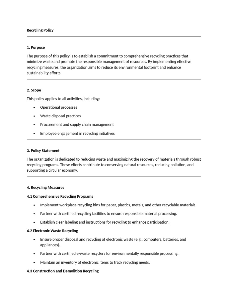 Recycling Policy | PDF | Recycling | Waste